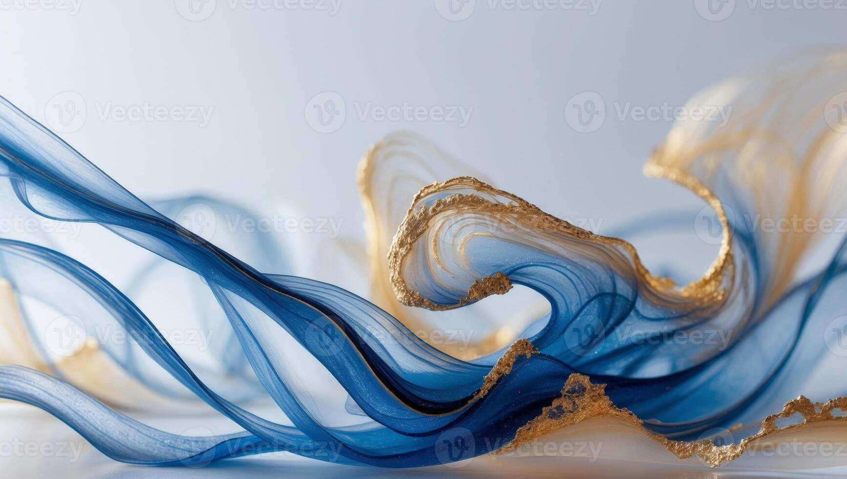 Abstract blue and gold liquid waves photo