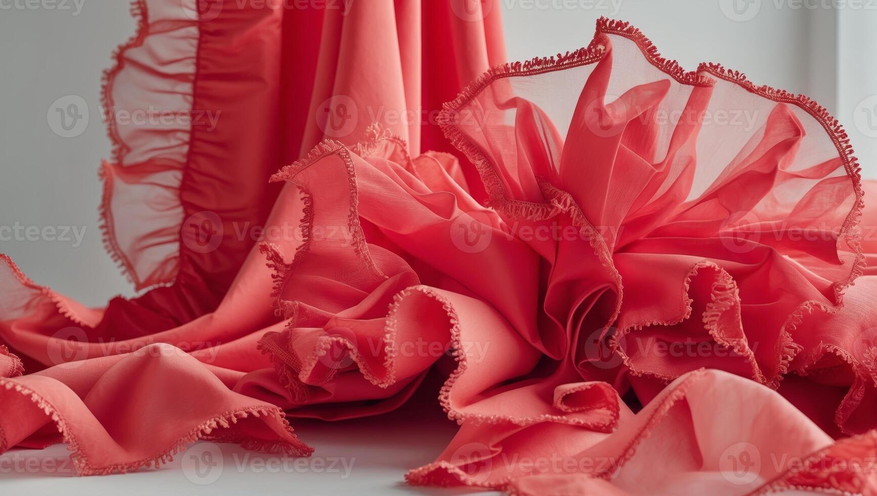 A close up of a red dress with ruffles photo