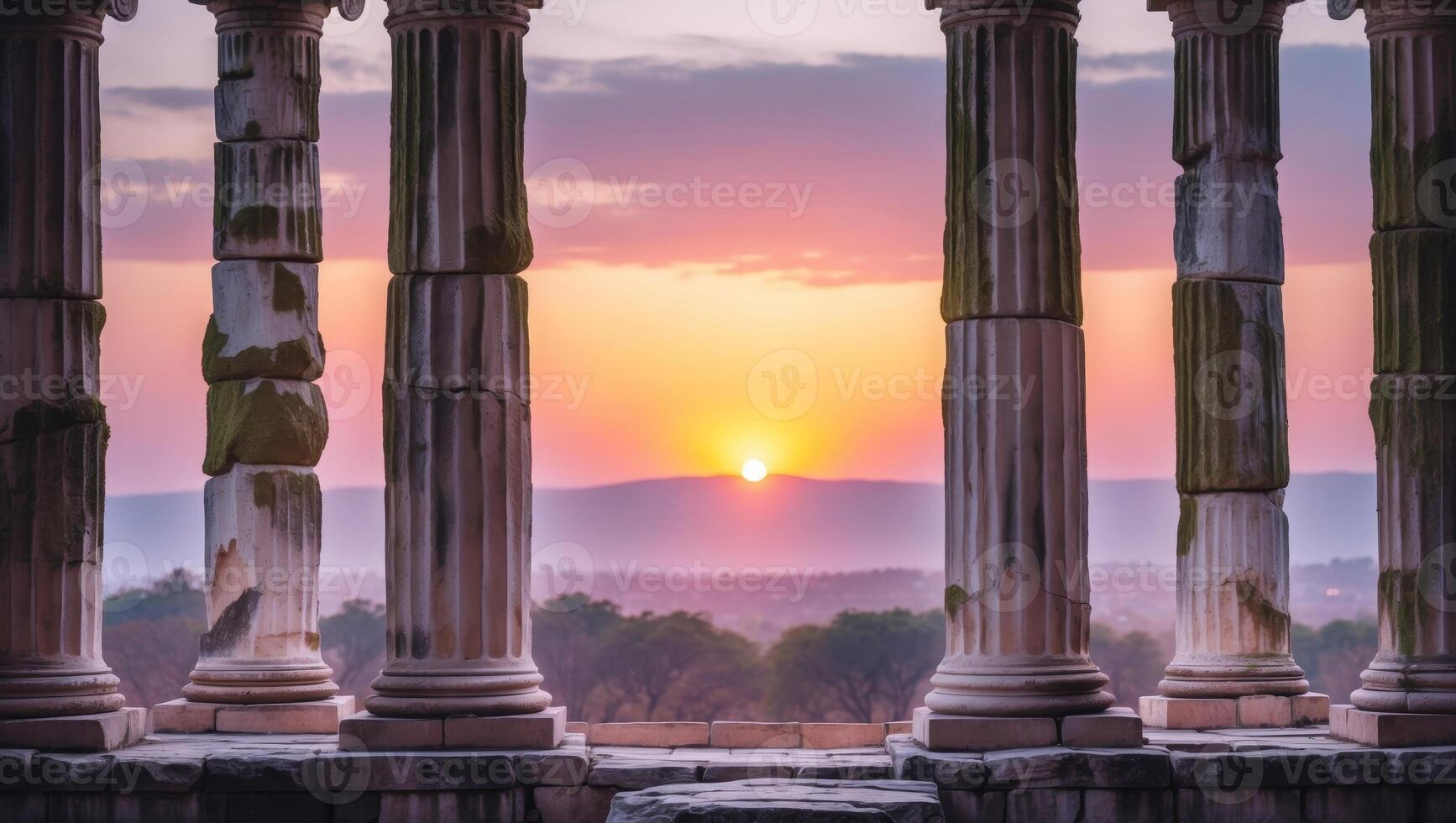 Sunset over the ruins of the temple of apollo at ephesus, turkey photo