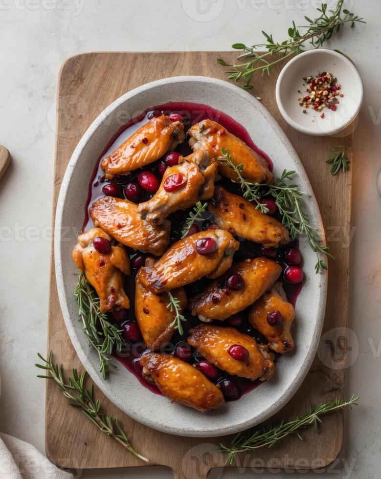 Cranberry sauce with chicken wings photo