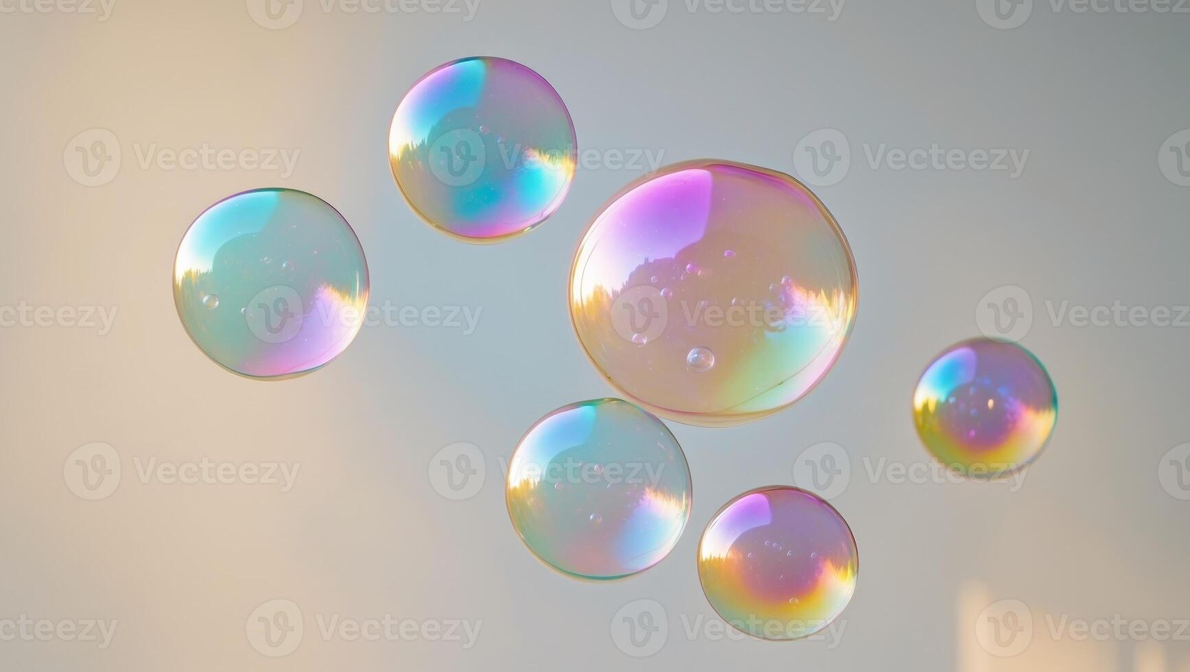 Colorful Soap Bubbles Floating in the Sunlight photo
