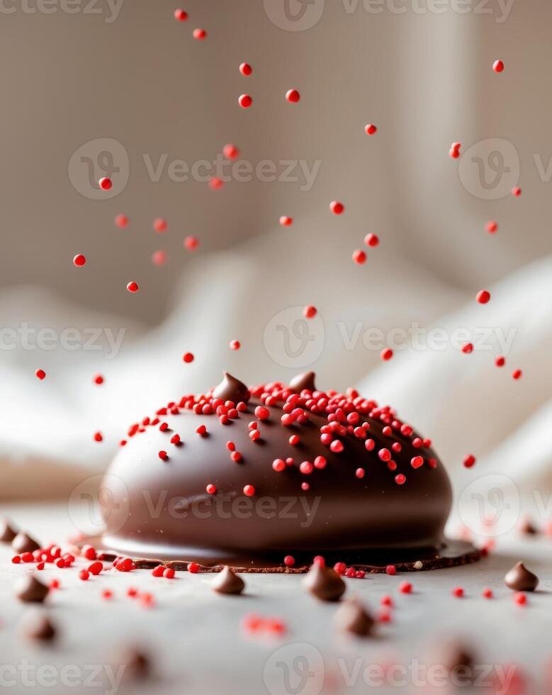 Decadent Chocolate Treat with Red Sprinkles photo