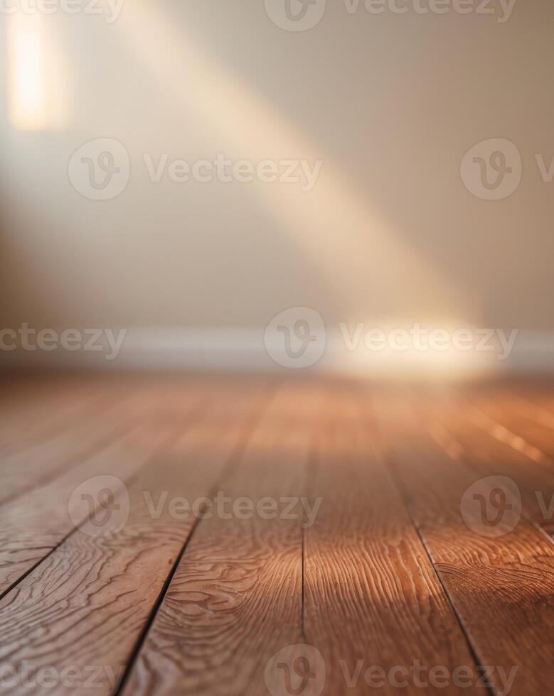 Wood flooring in a room with sunlight photo