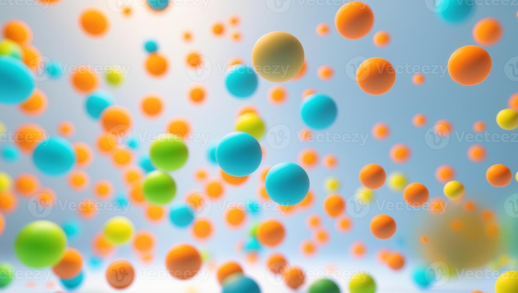 Colorful bubbles floating in the air photo