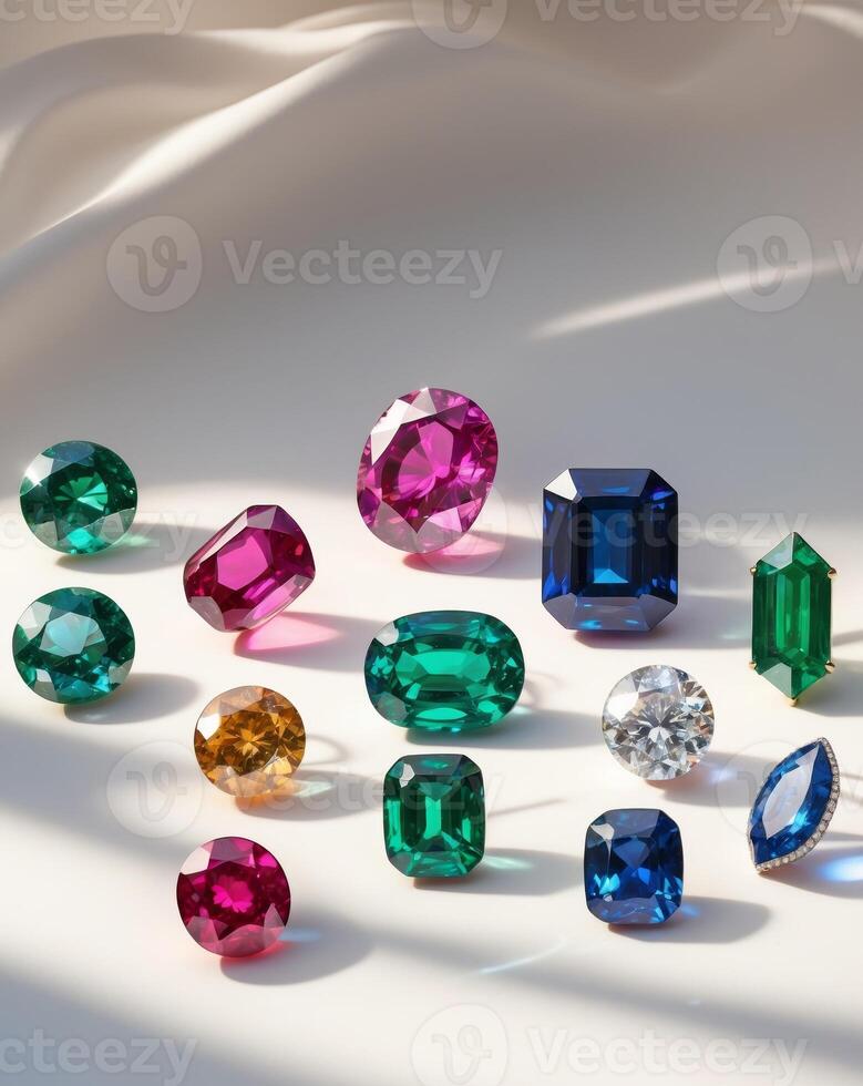 Collection of Vibrant Gemstones Displayed Elegantly photo