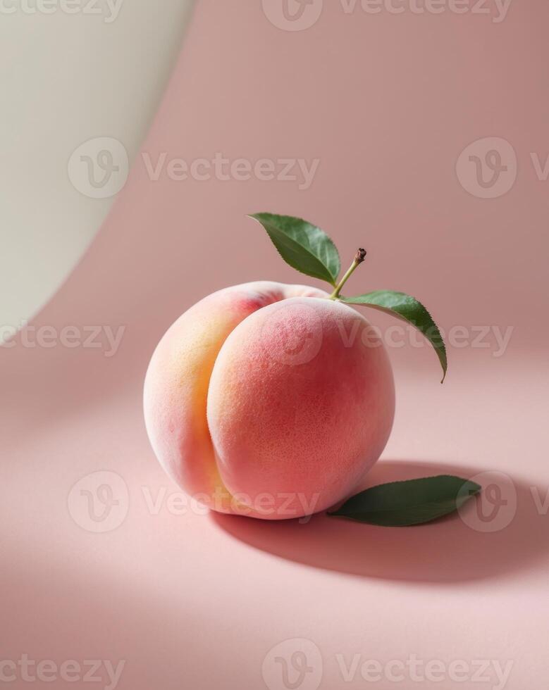 Fresh Pink Peach on Soft Pink Background for Aesthetic Design photo