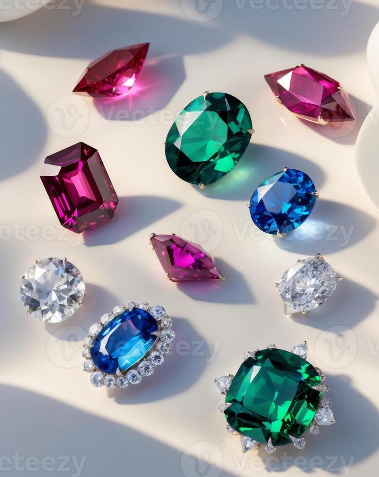 Collection of Vibrant Gemstones Displayed Elegantly photo