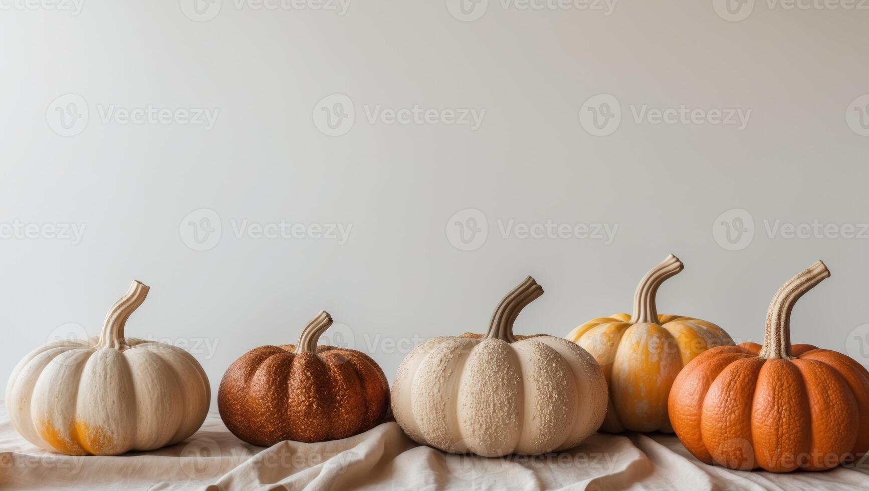 autumn fall thanksgiving day composition with decorative pumpkins photo
