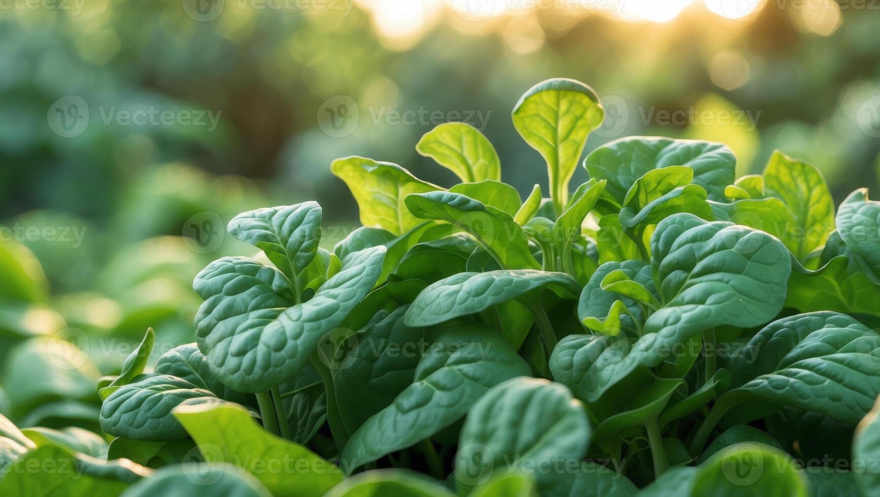 A close up of spinach plants in a field photo