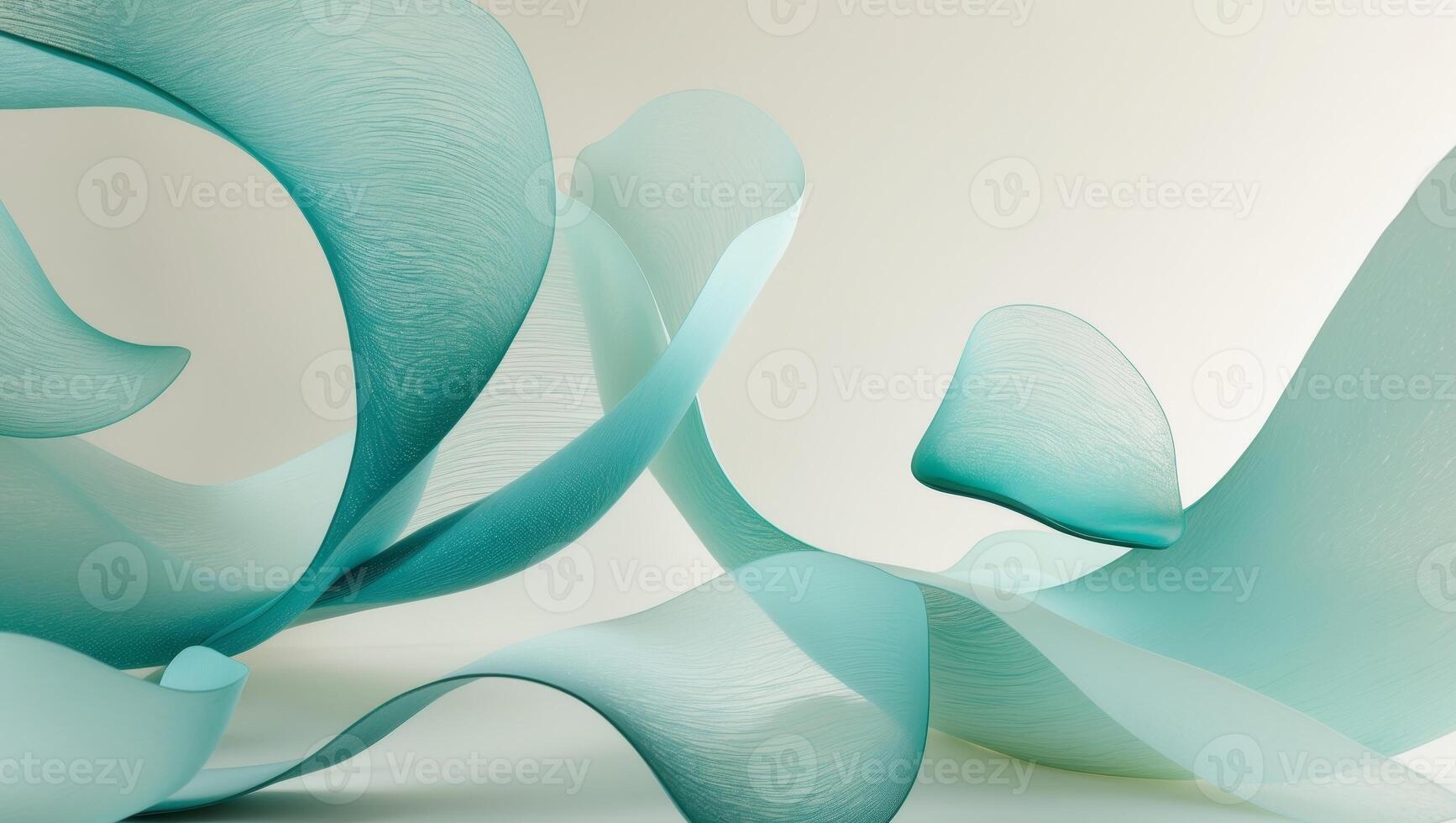 A blue and green abstract sculpture with waves photo