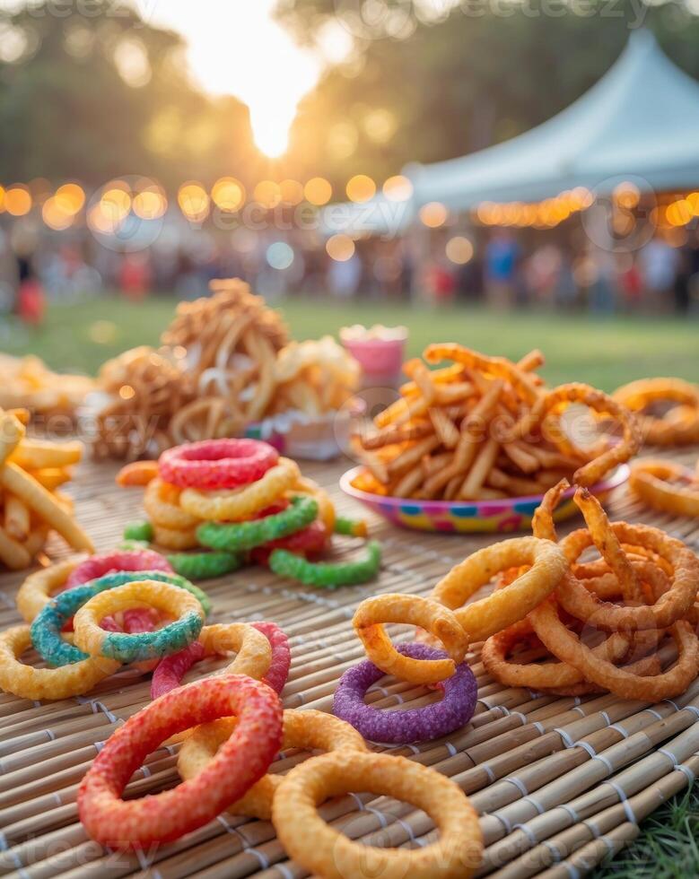 A table with various types of food on it photo