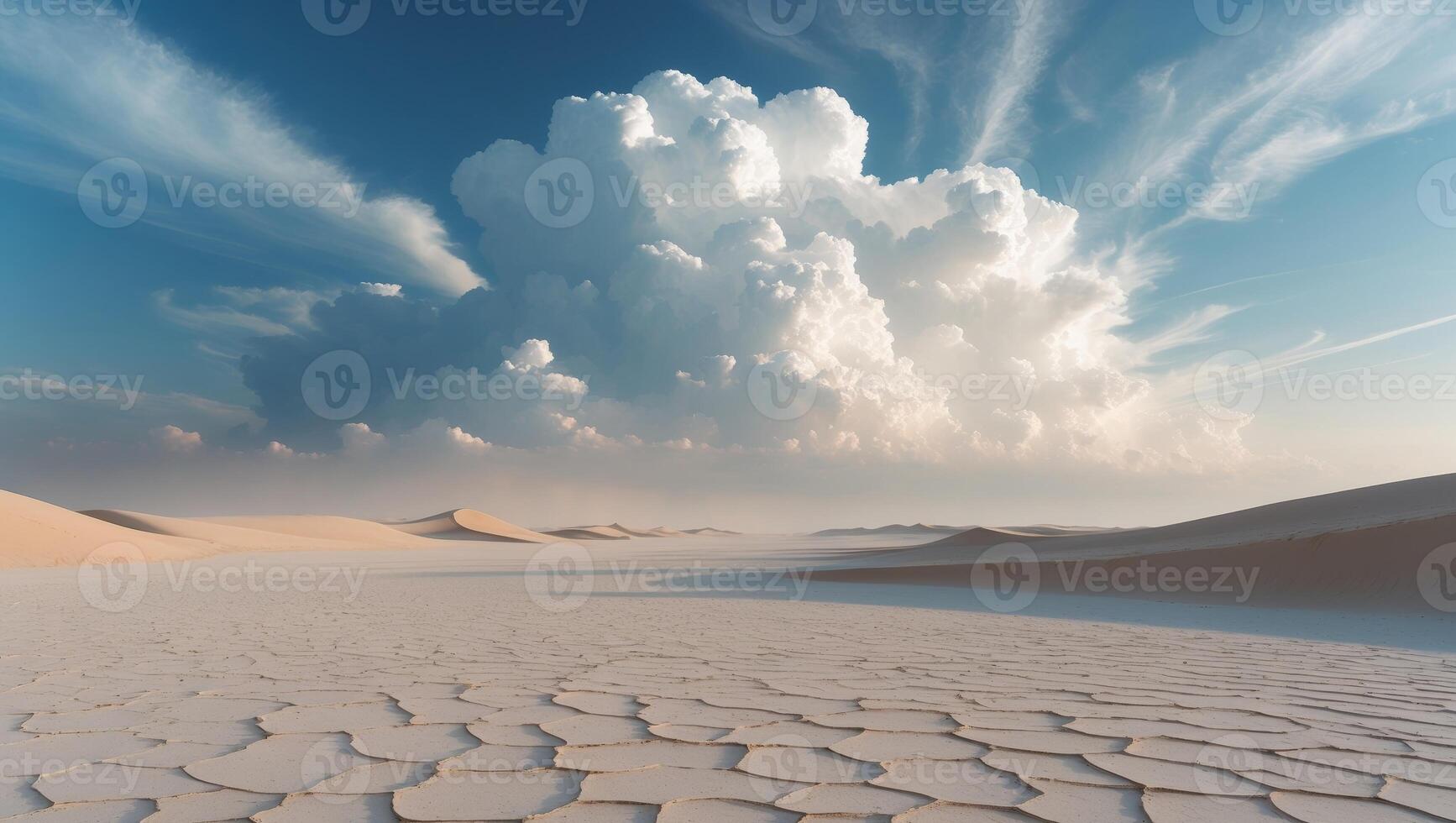 A desert with clouds and sand photo
