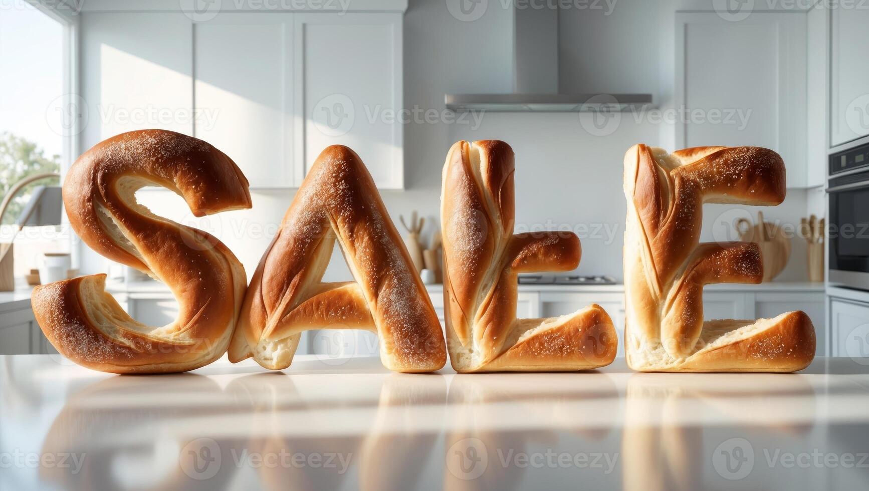 Bread sale sign on kitchen counter photo