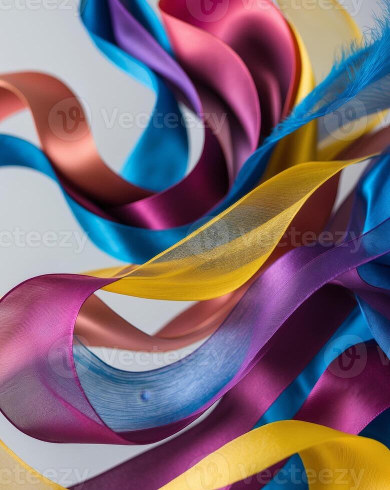 Abstract Colorful Silk Ribbons Flowing in Dynamic Composition photo