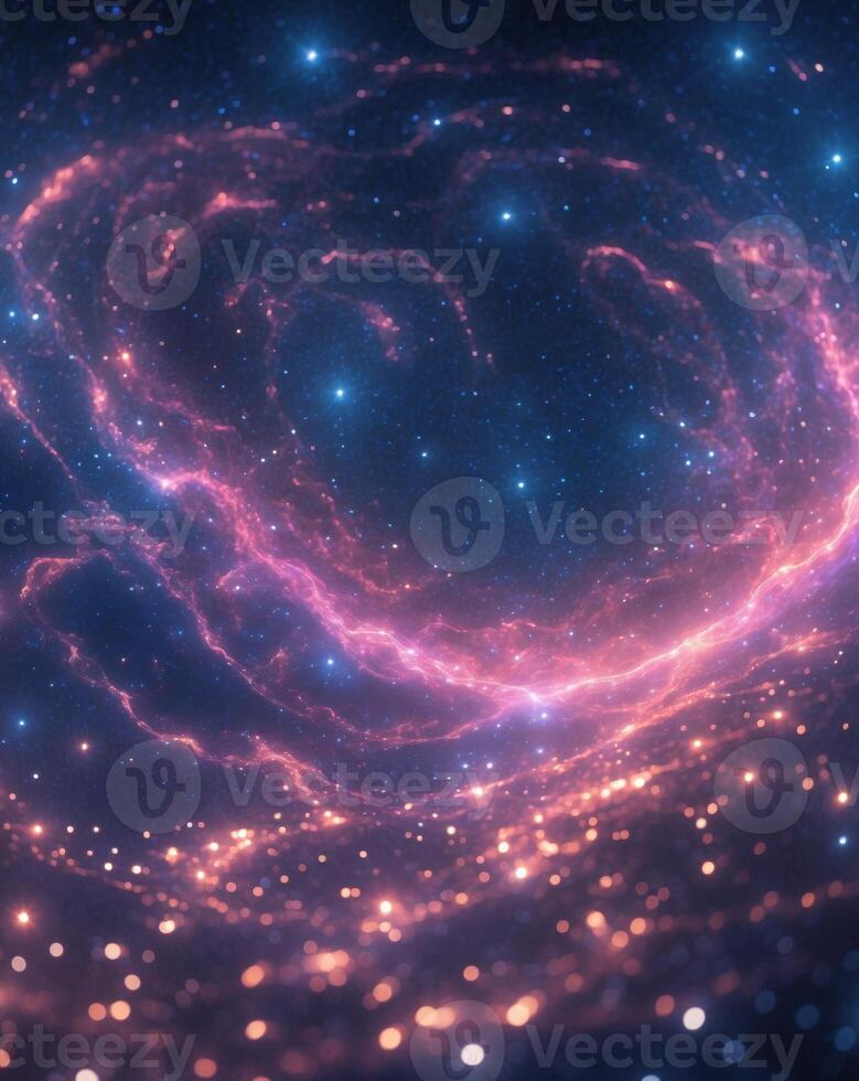 Earth at Night City Lights and Cosmic Nebula photo