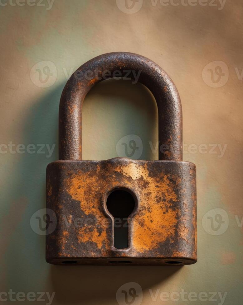 Rustic Padlock's Classic Texture and Protective Function photo