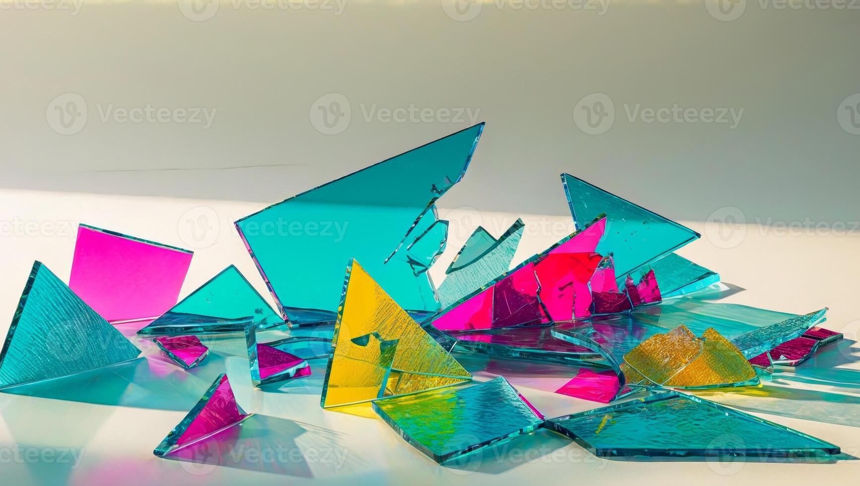 Shattered Glass Abstract Colorful Fractured Surface photo