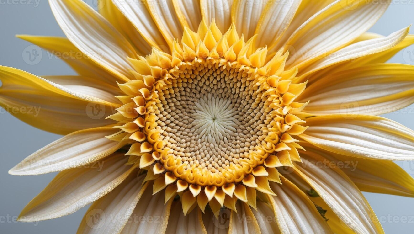 Macro View of a Sunflower Showcasing Its Symmetrical Seed Design photo
