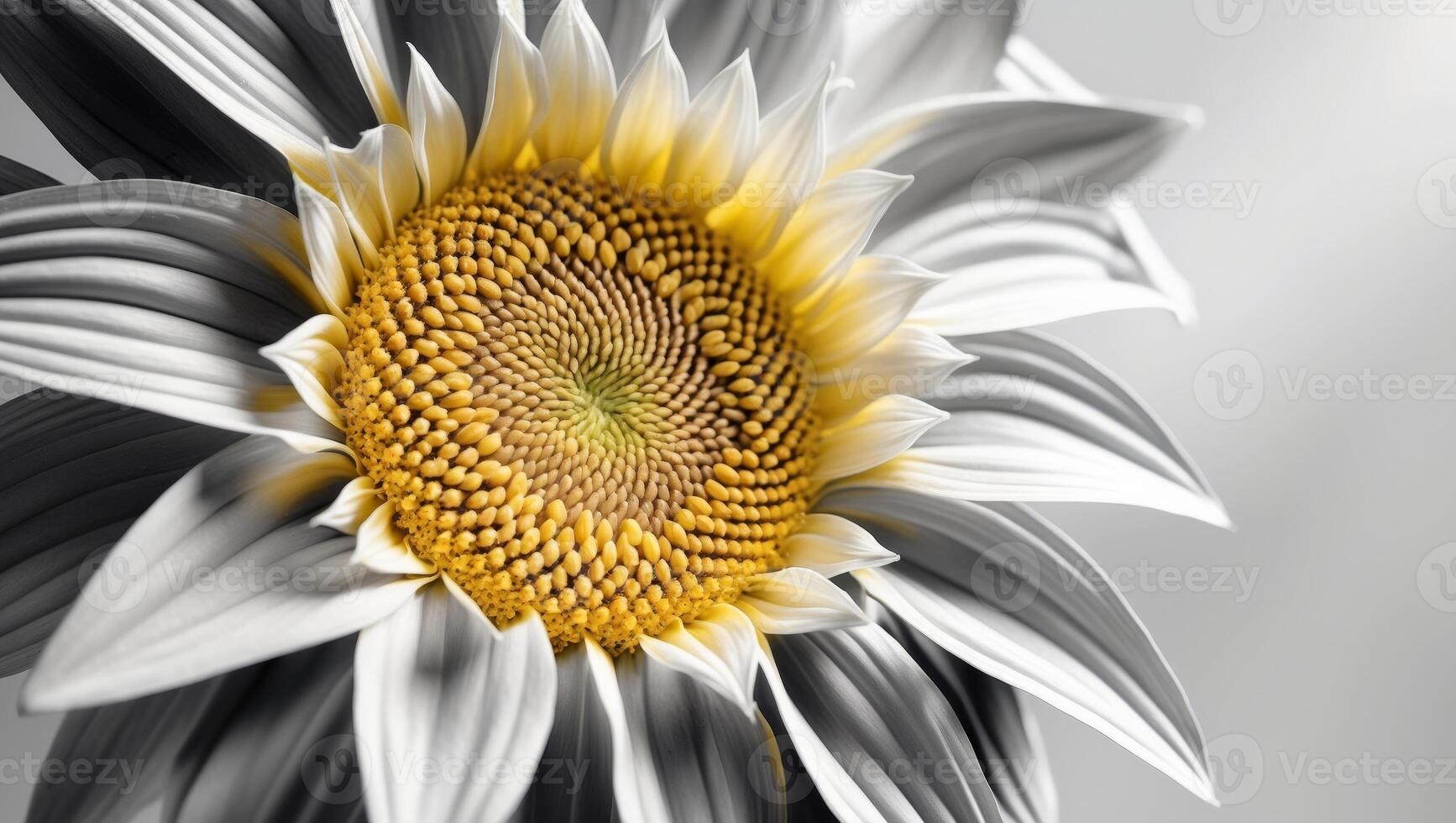 Macro View of a Sunflower Showcasing Its Symmetrical Seed Design photo