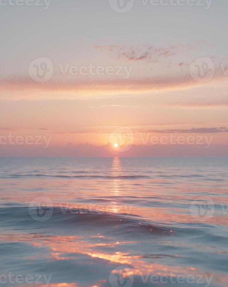 A sunset over the ocean with waves photo