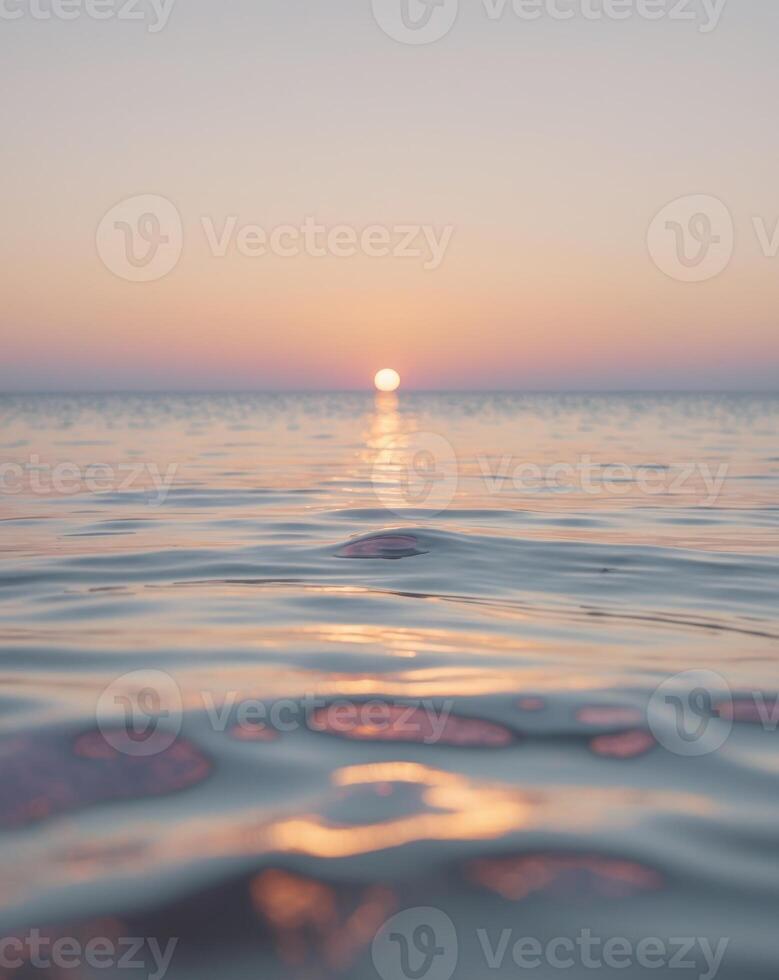Sunset reflection over calm ocean waters coastal serenity nature scene photo