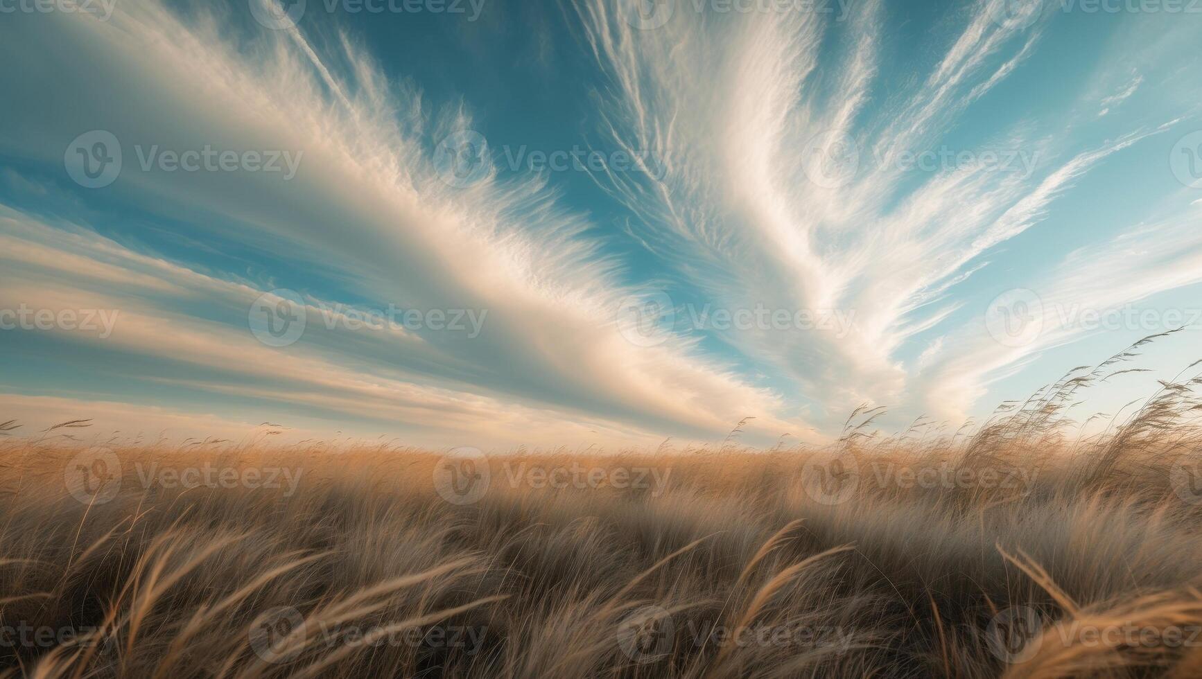 Windswept Grass Field Under a Dramatic Sky photo