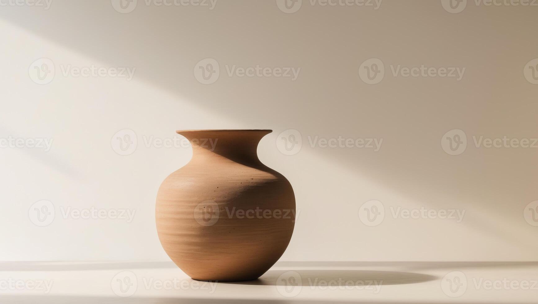 there is a large clay vase sitting on a table photo