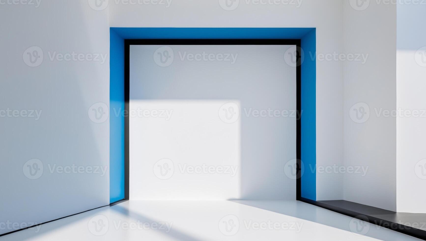 there is a white wall with a blue border and a black border photo