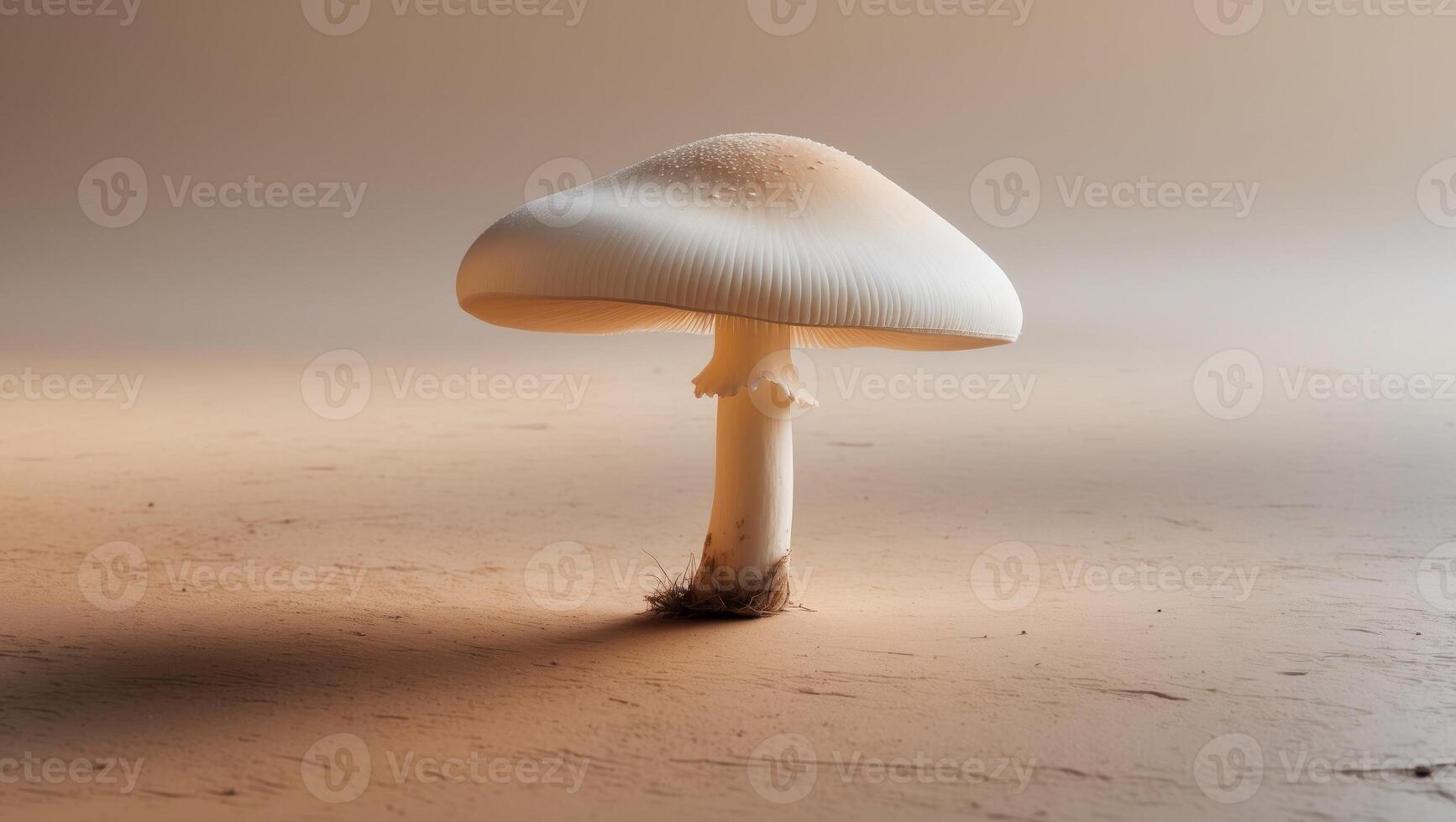 there is a mushroom that is sitting on the ground photo