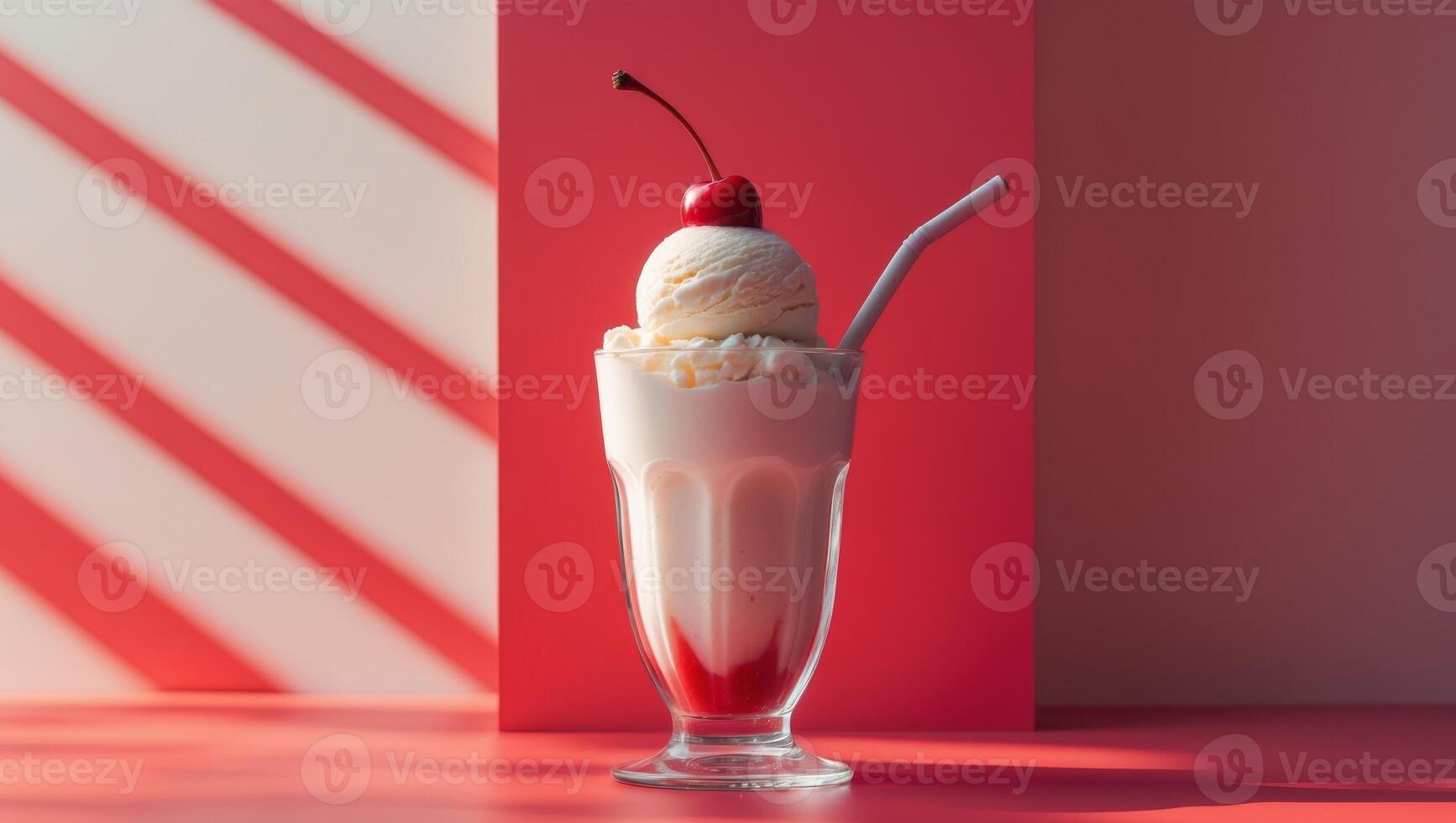 An ice cream sundae with cherry on top photo