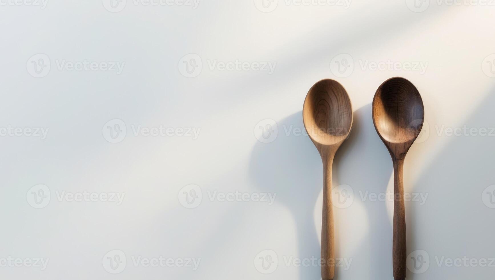 Two wooden spoons on a white surface photo