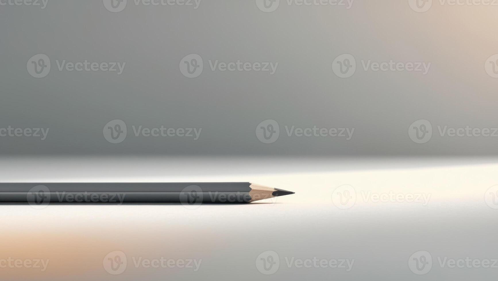A pencil is sitting on a table with a light shining on it photo
