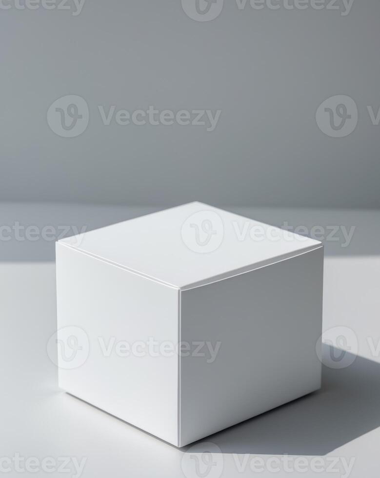 a close up of a white box on a gray background photo