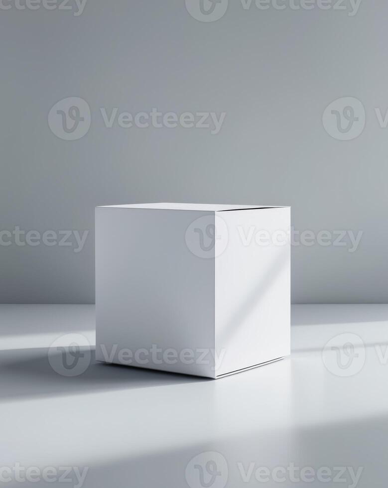 a close up of a white box on a gray background photo