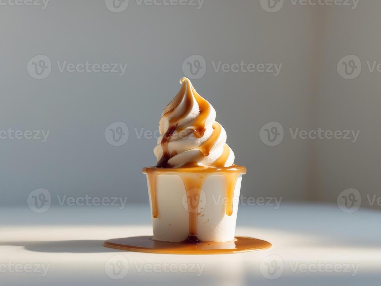 Delicious Caramel Vanilla Soft Serve Ice Cream Cups photo