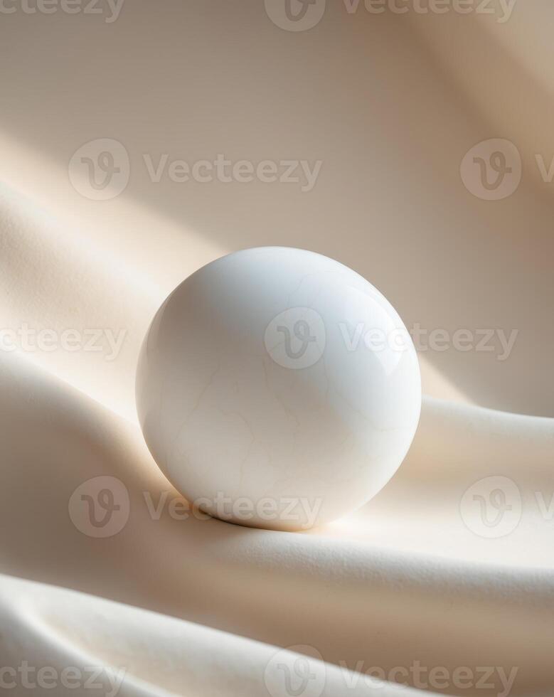 a close up of a white round object on a beige surface photo