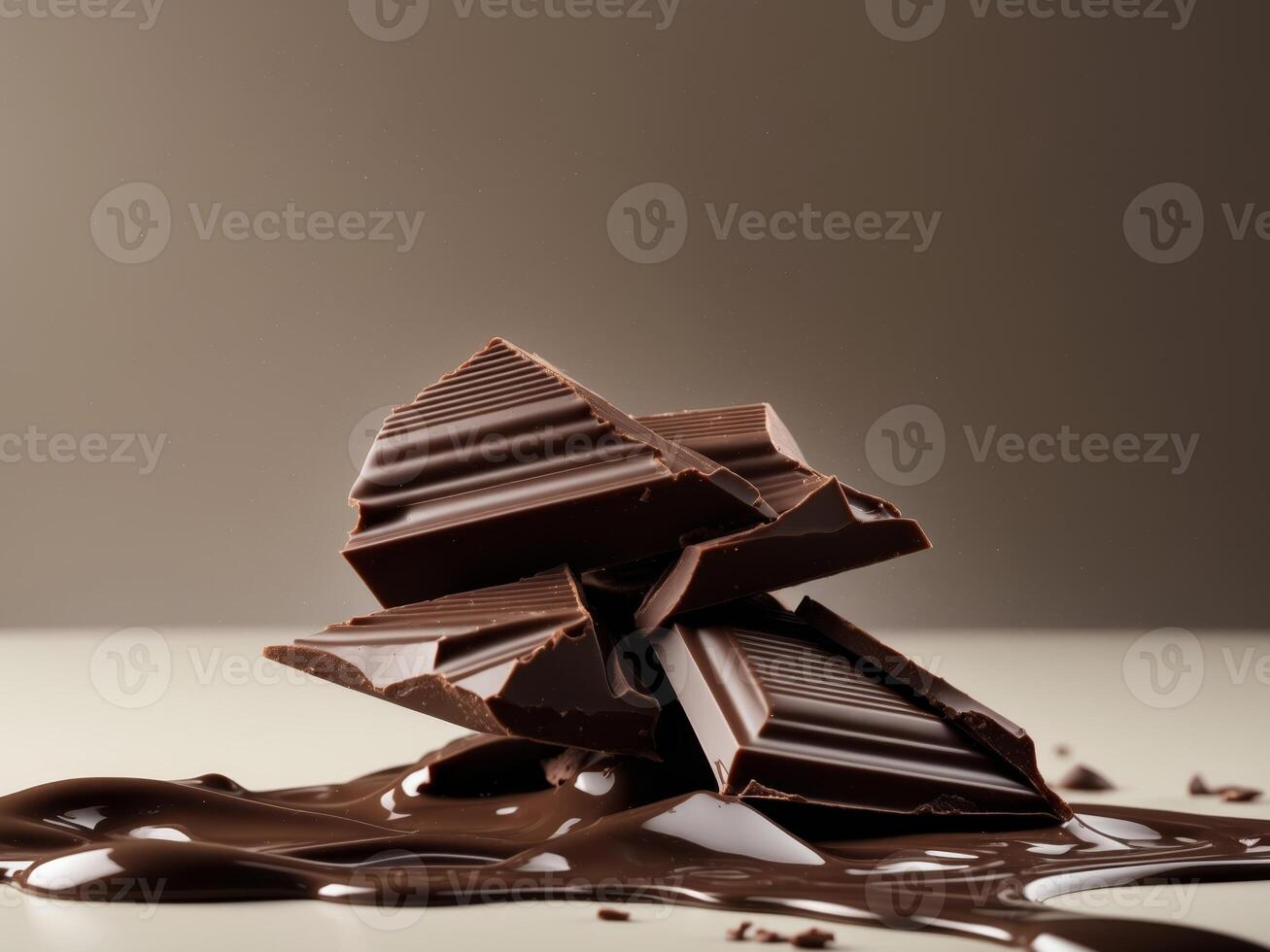 Broken Dark Chocolate Pieces Melted Texture photo