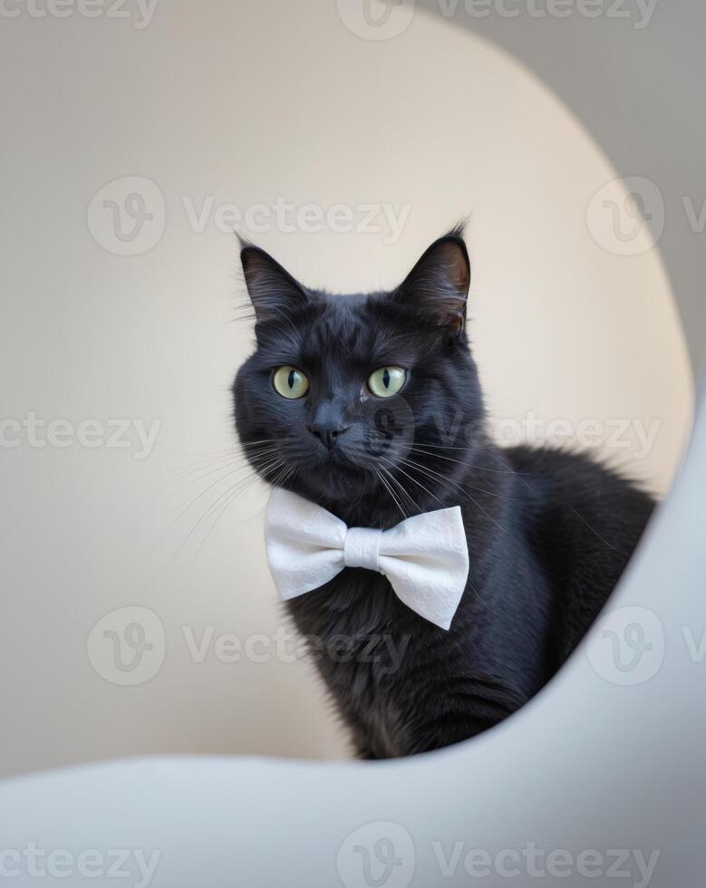 Cat Wearing a Bow Tie A cute cat wearing a bow tie photo
