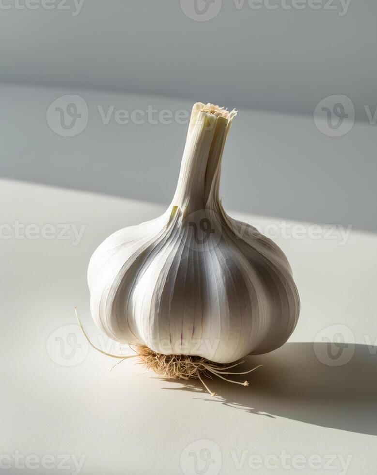 Close up of the vitality of freshly picked garlic photo
