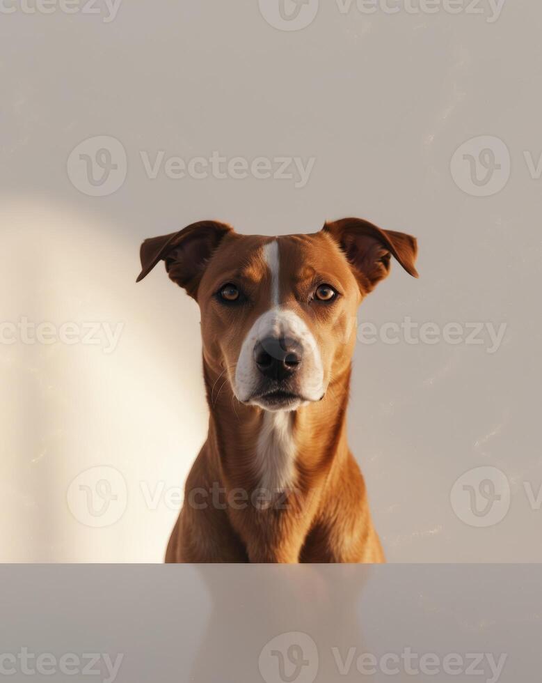 A brown dog with a black spot on its face photo