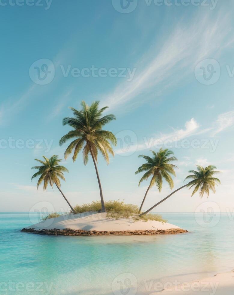 Tropical island with palm trees on the beach photo