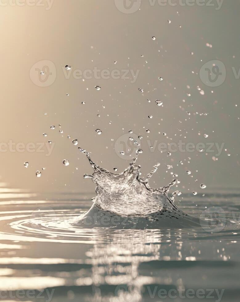 Water splash with sun rays in the background photo