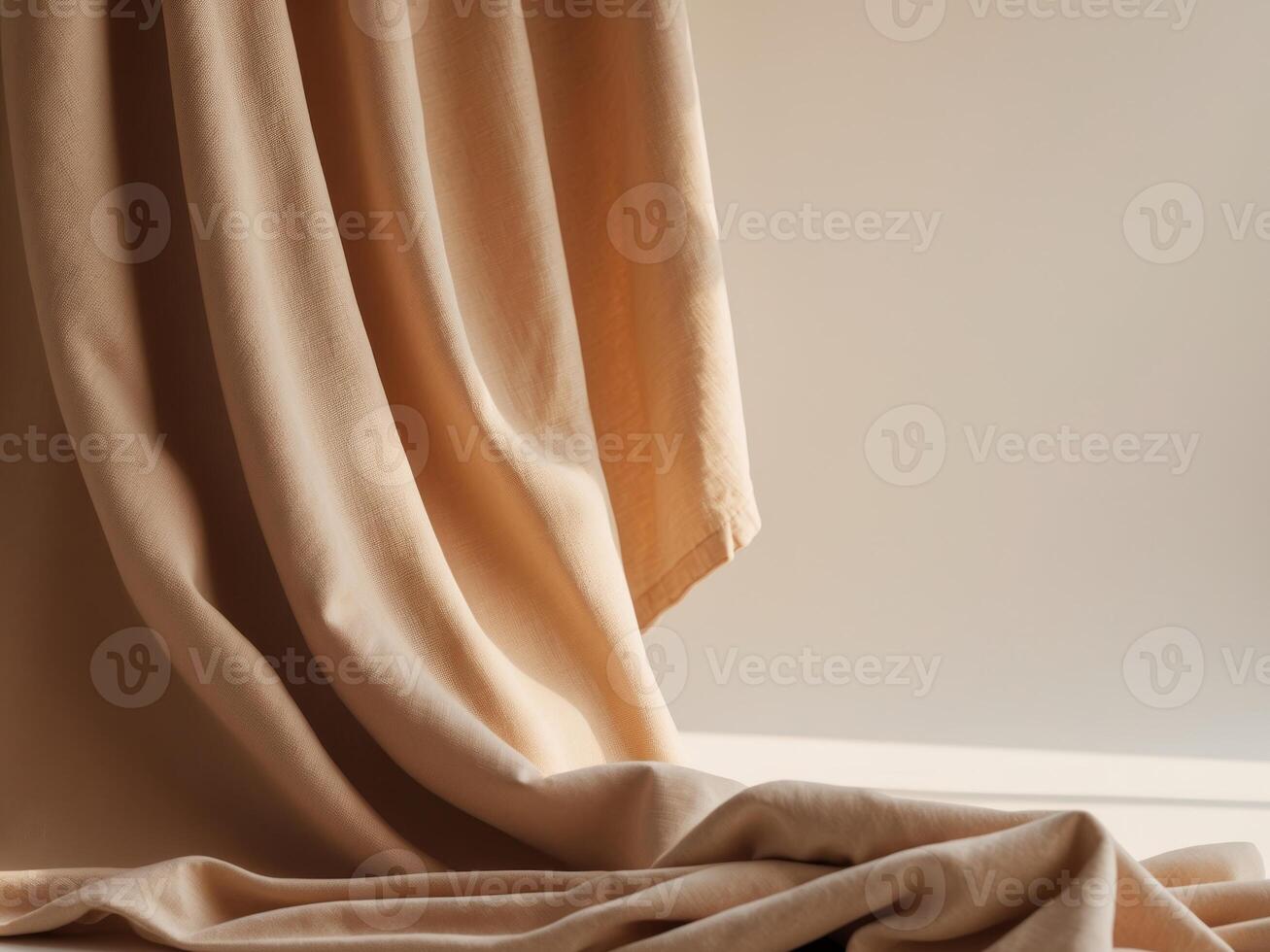 Fabric Background with Soft Folds and Elegant Drape in a Solid Color photo
