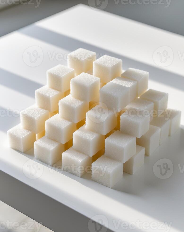 there is a pile of sugar cubes on a table photo
