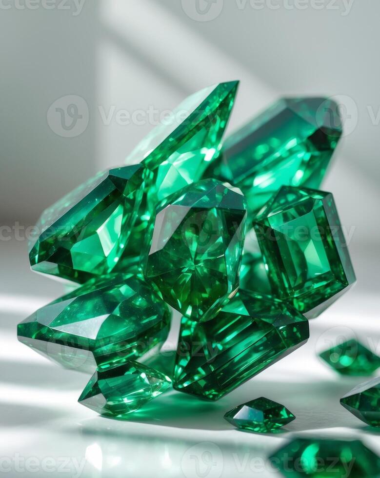 Shining emerald cluster with sharp edges photo