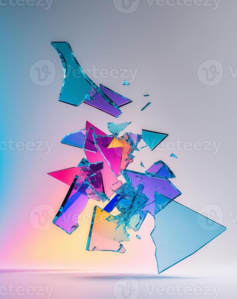 Broken glass abstract background 3d render photo