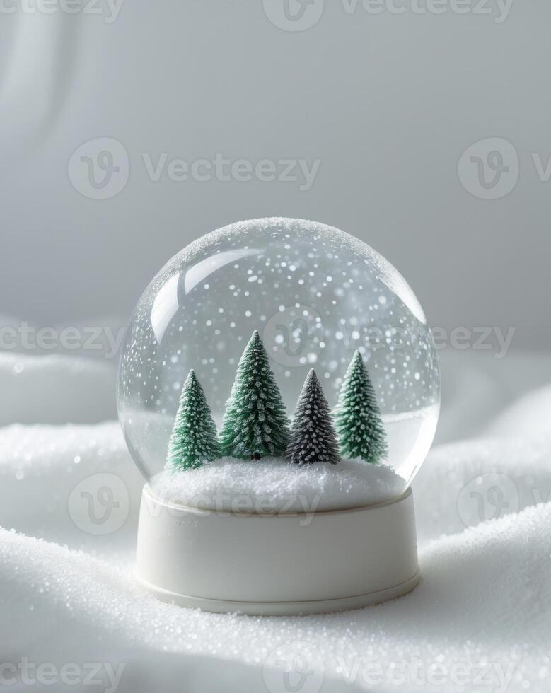 A snow globe with trees inside photo