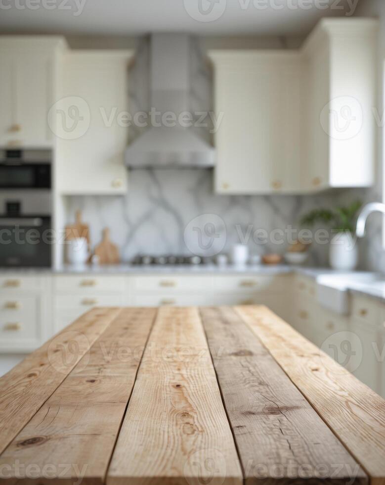A wooden table in a kitchen photo