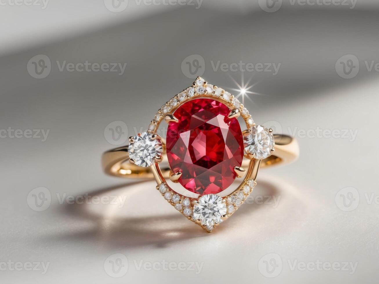 A red ruby and diamond ring photo
