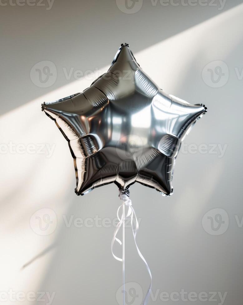 Silver star balloon for party and celebration photo